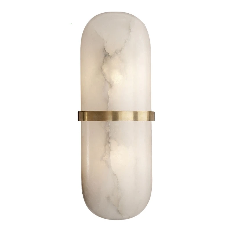 Imagem -05 - Mármore Natural Led Wall Lights Latão Quarto Salão Sconce Corcorredor Escadas Lâmpada Cobre Ouro Pedra Drop Shipping 110240v