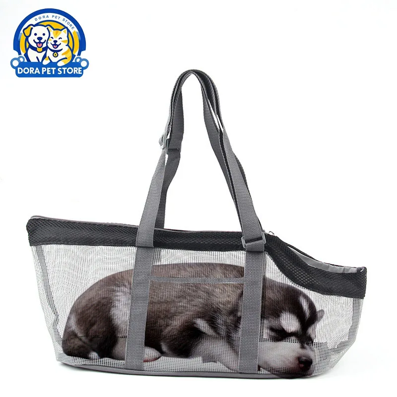 Tas hewan peliharaan luar ruangan anjing bernapas panorama, tas anjing genggam berkapasitas besar, tas kucing lipat portabel