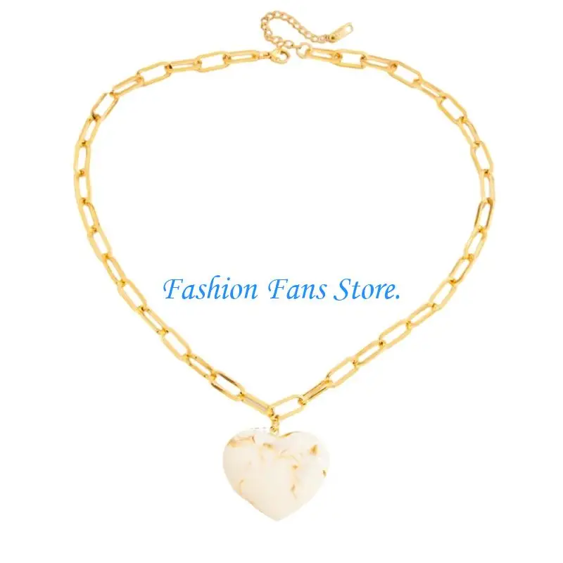  Simple Love Charm Necklace Stainless Steel Chain Comfortable Wear Day To Night