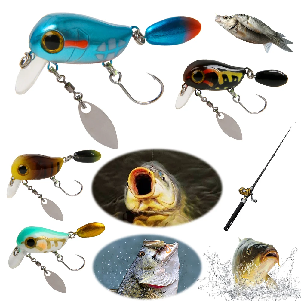 Mini Crank Bait 45mm Floating Micro Wobbler Crankbait Noisy Fishing Lures For Freshwater Hard Artificial Minnow Bass Tackle