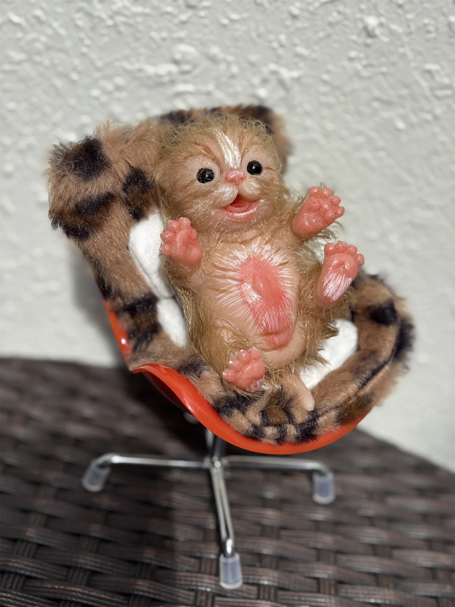 6Inch Mini Silicone Cat Doll With Fur Handmade Painted Soft Touch Cute Bebe Reborn Cat Doll For Children's Gift