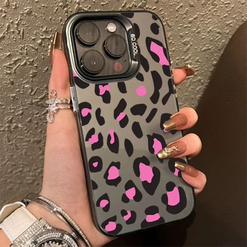 Fashion Leopard Print Graphic Phone Case For iPhone 15 Pro Max 14 Plus 13 12 11 XS X XR 7 8 15 14 Shockproof Matte Bumper Cover