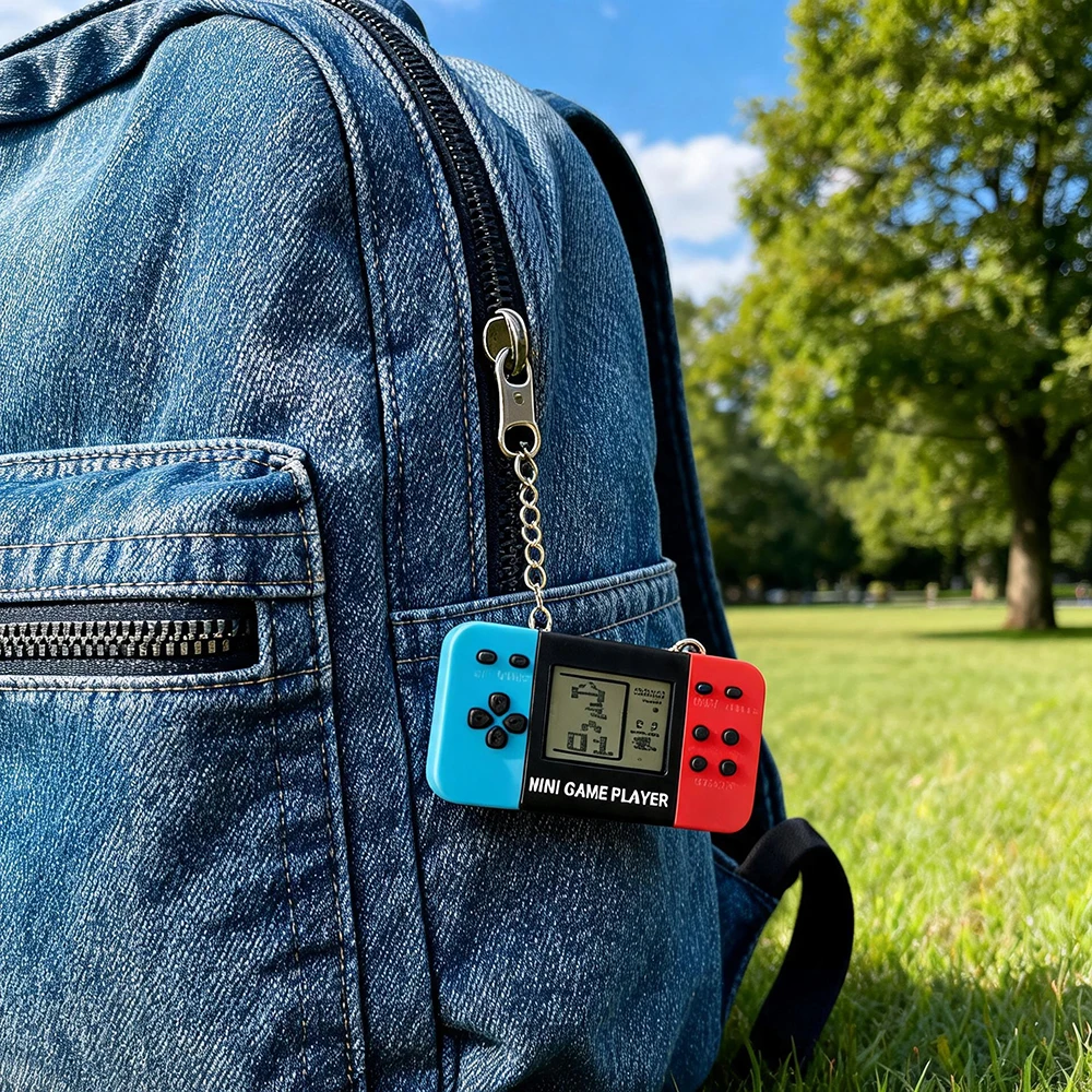 1pc Classic Tetri Handheld Game Console Keychain Retro Portable Nostalgic Puzzle Toy for Men And Women mini keychain pendant Toy image 3