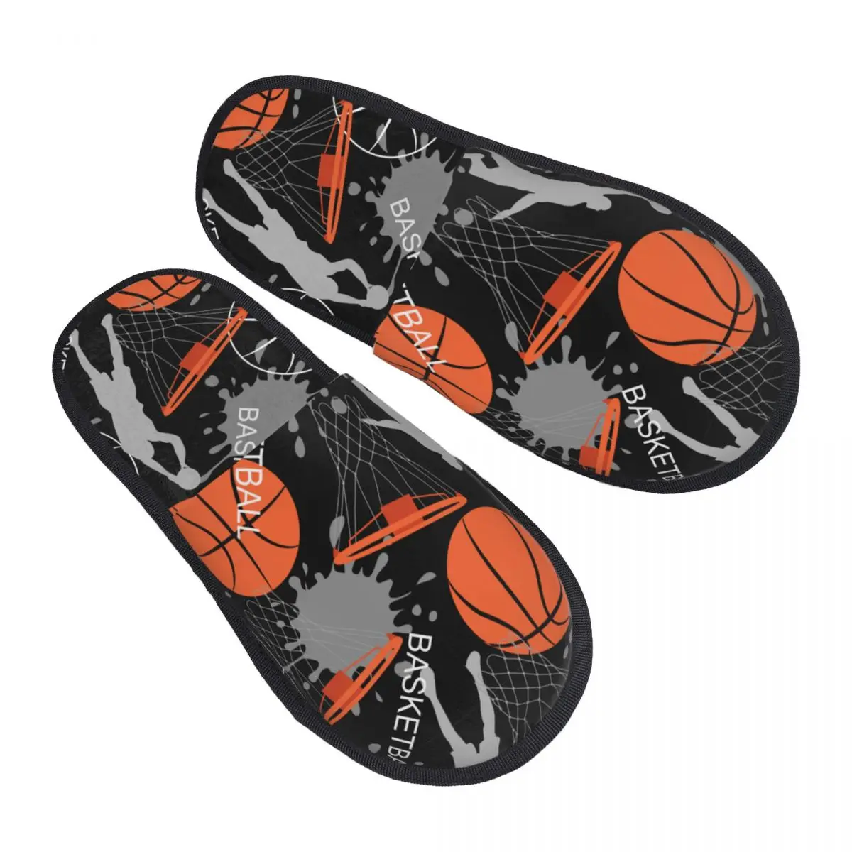 

Winter Slipper Woman Man Fluffy Warm Slippers Basketball Sports Basket Balls Player Pattern House Slippers Shoes