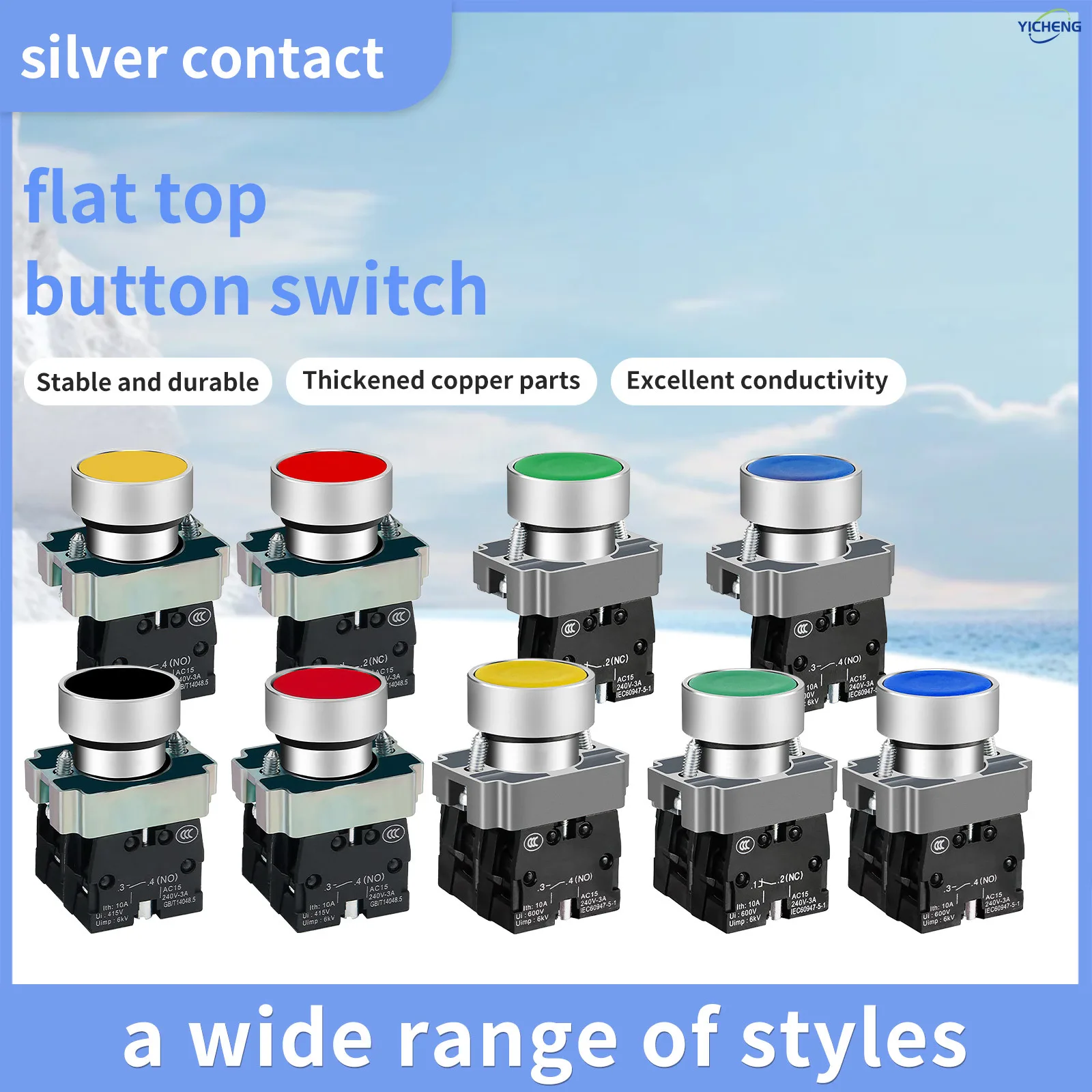 

10 шт. кнопочных переключателей 22 мм, мгновенного действия, 1НО1НЗ, SPDT, 10А, 600В, с металлической головкой, водонепроницаемые IP65, для управления кнопкой включения/выключения питания