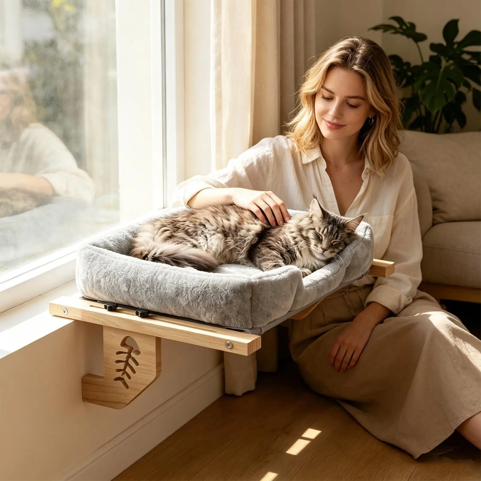 Cat Window Perch Resting Spot With Plush Cushion And Ball Window Sill Kitten Cushion For Home Apartment Indoor Windowsill