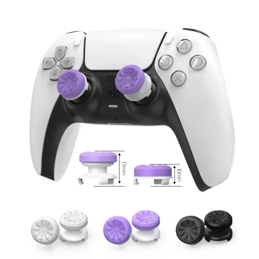 For PS4 High-Rise Analog Stick PS5 Joystick Controller Performance Command Stick Game Silicone Cap 2 Sets Grip Extension Caps