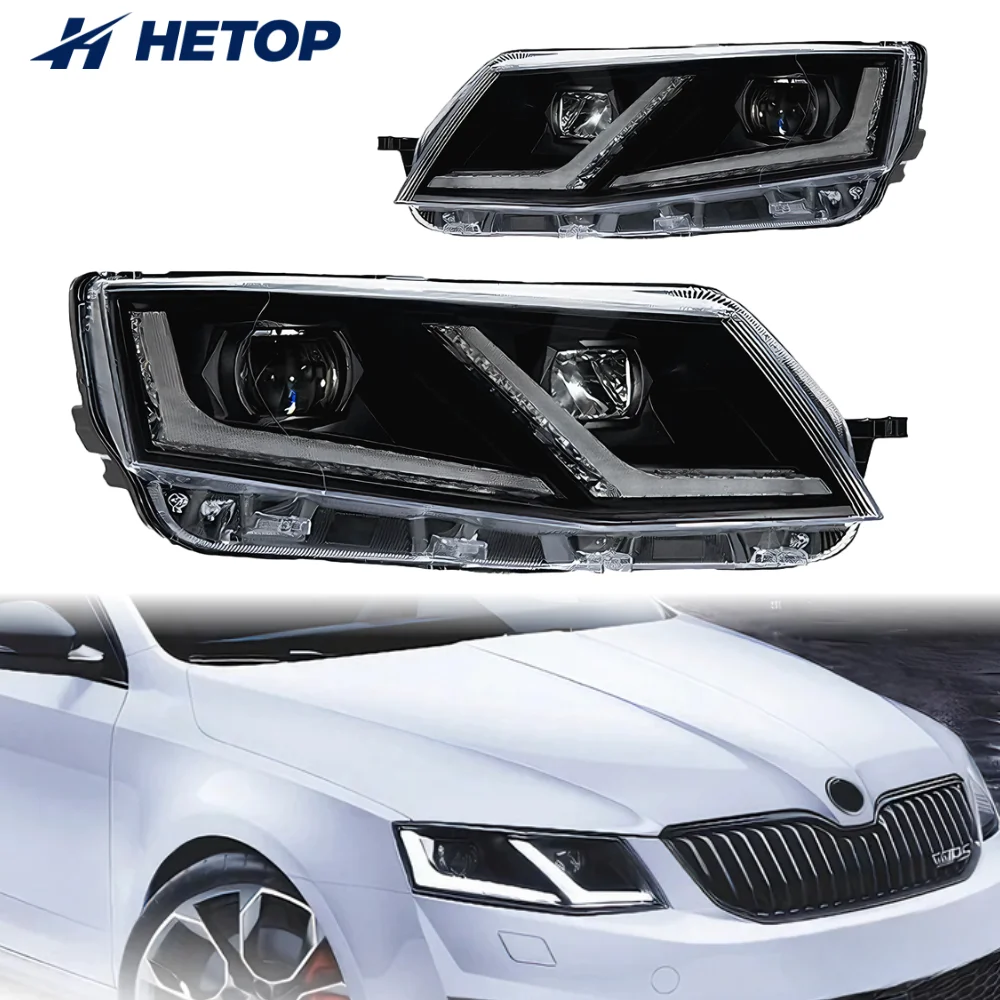 

For HETOP Octavia Headlight 2015-2017 H7 LED Fog Lights DRL Day Running Light Tuning Car Accessories Octavia Head Lamp for SKODA
