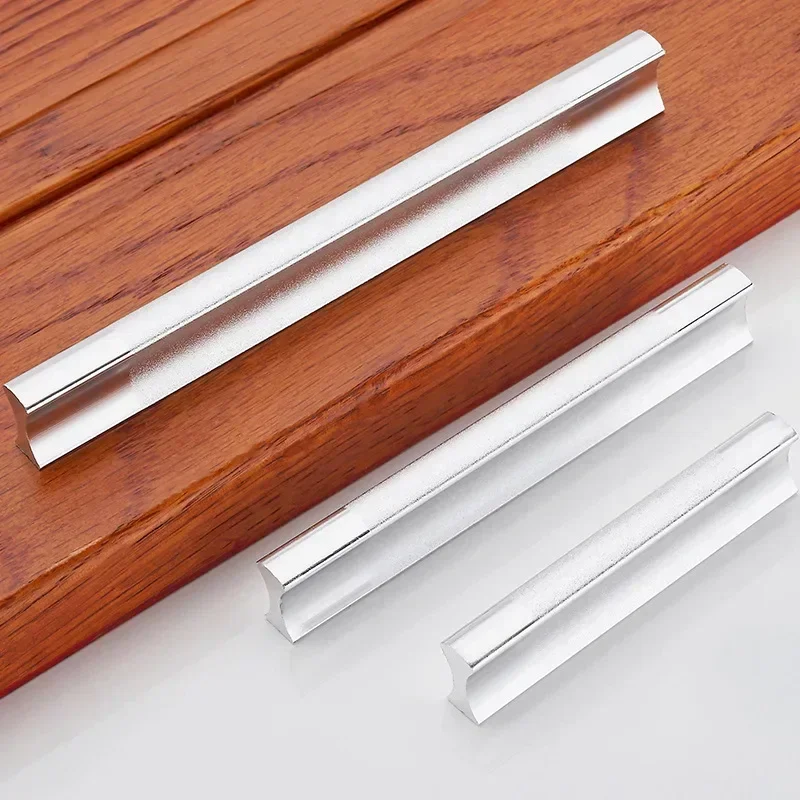 Aluminum Alloy Handle Clothes Cabinet Handle Matte Two-color Linear Space Aluminium Furniture Drawer Straight Handle