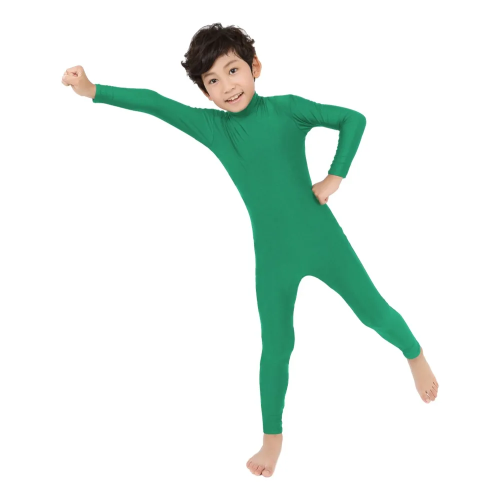 Kid Spandex Full Body Zentai Suit Dance Unitard Costumi per Halloween Bambino Balletto Vestito stretto Dolcevita Tuta in nylon Cosplay