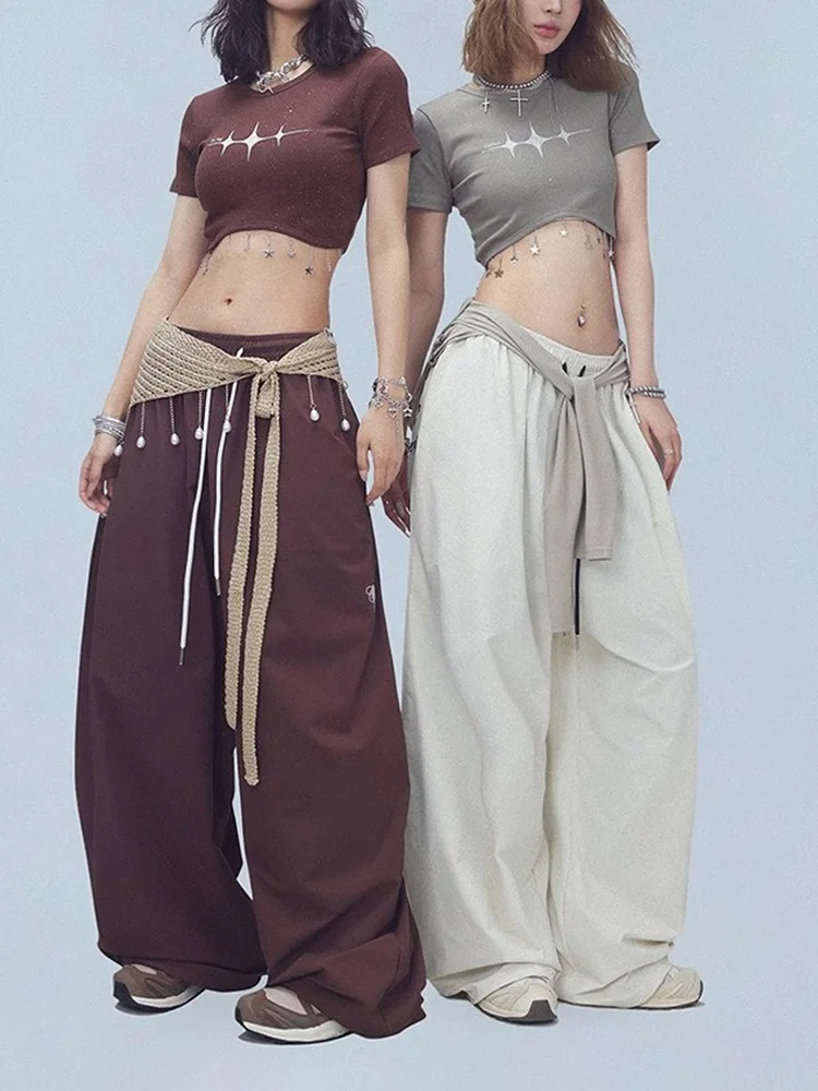 American Street Dance Loose Wide Leg Quick Dry Embroidered Hip Hop Pants Lightweight Breathable Jazz Simple Dancing Sports Pants