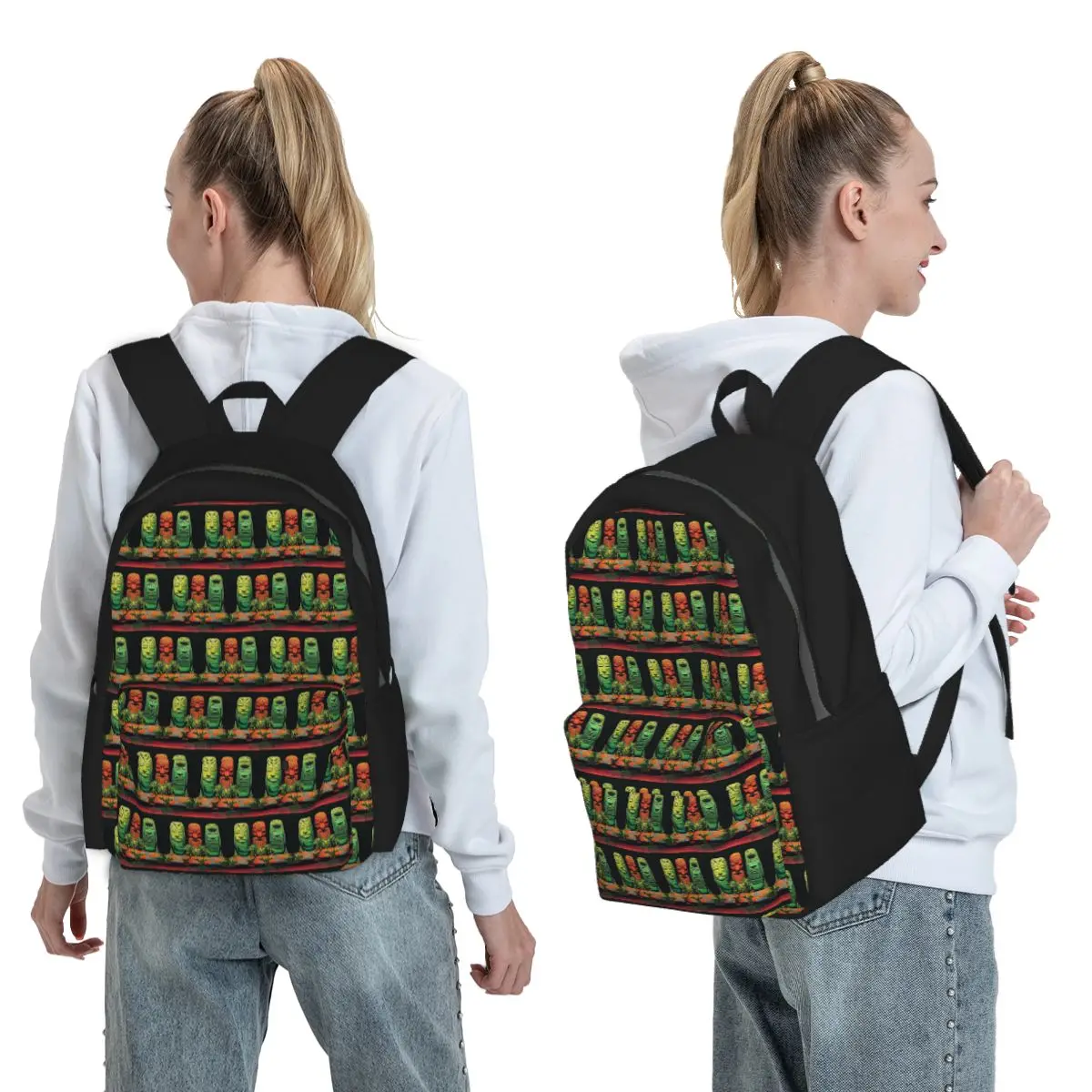 Garden Of Tikis Tiki Mask Backpack Student BookBag Kids School Bag Laptop Shoulder Bags for Men Women