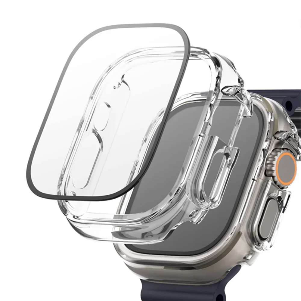 Glass+case For Apple Watch Ultra 2 case 49mm smartwatch PC Bumper+Screen Protector Tempered Cover iwatch series band Accessories