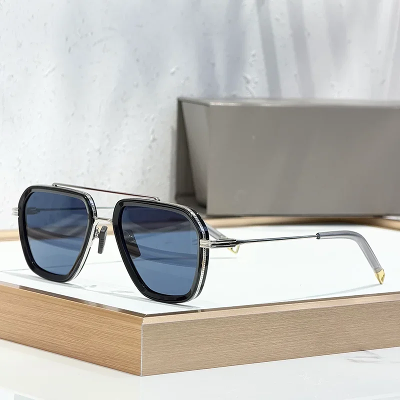 

Элитные черные солнцезащитные очки-авиаторы с двойной перемычкой для мужчин, классические уличные очки из сплава для мужчин