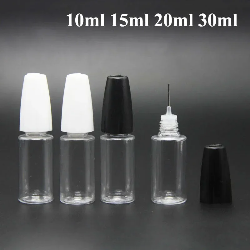 5Pcs 10/15/20/30ml Plastic Dropper Bottle Needle Tip Refillable Bottle For Diy Scrapbooking Craft Eye Liquid With Childproof Cap