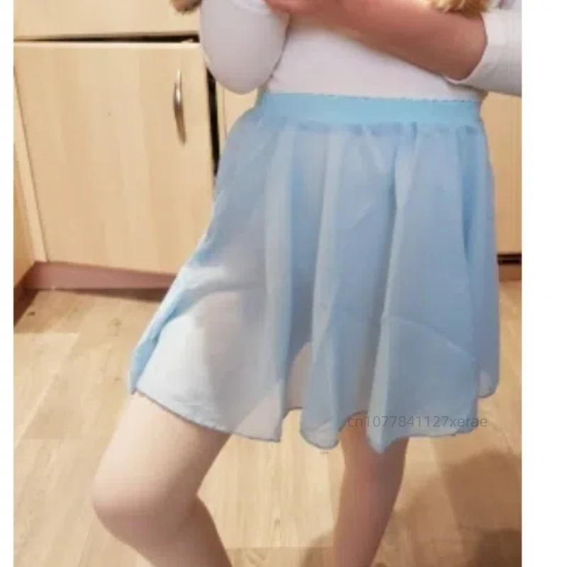 فستان رقص باليه للأطفال، فستان شيفون لممارسة الباليه للفتيات مع شريط مطاطي، فستان الأميرة نصف الجسم