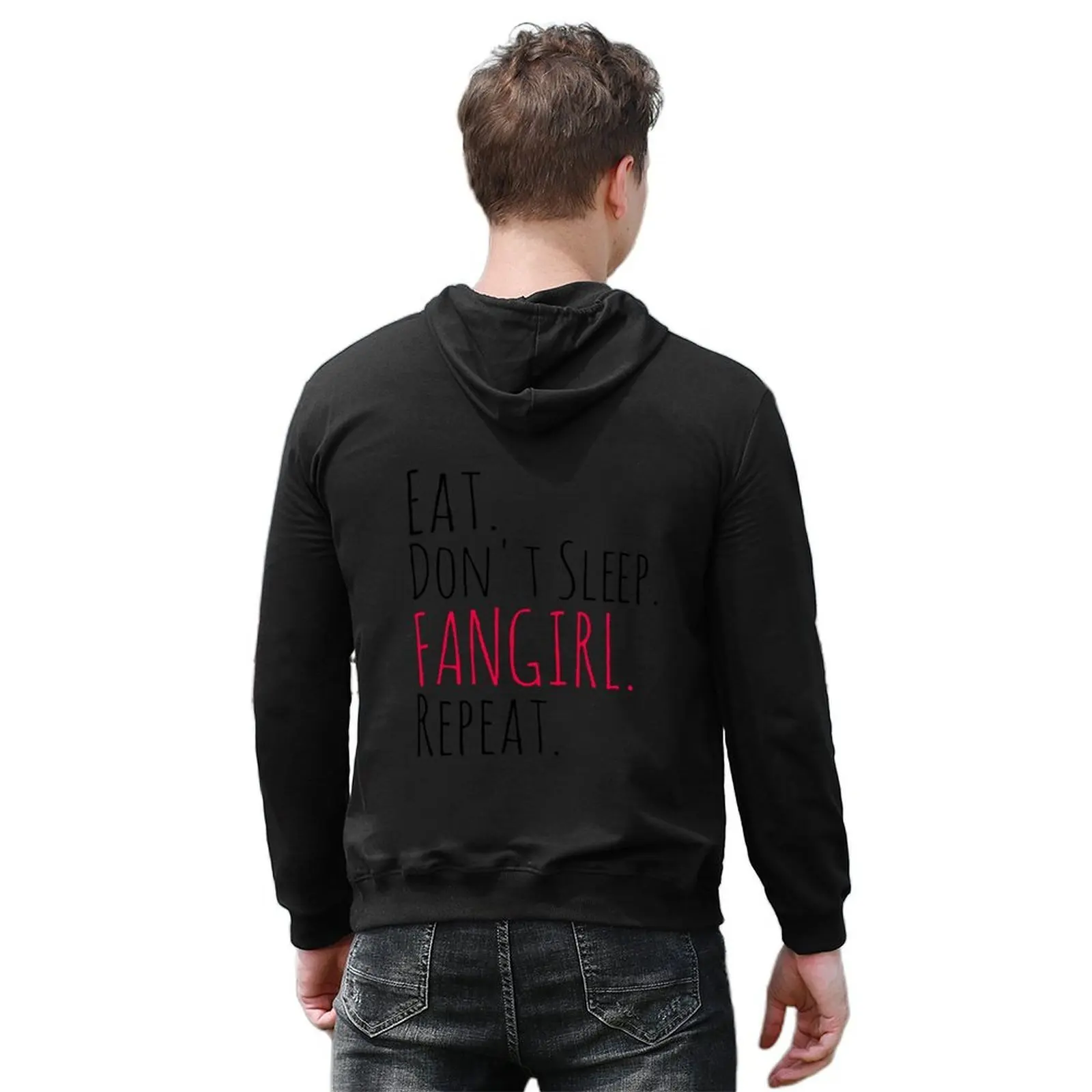 EAT DON'T SLEEP FANGIRL REPEAT Толстовка мужская одежда эстетичная зимняя мужские Фото №6