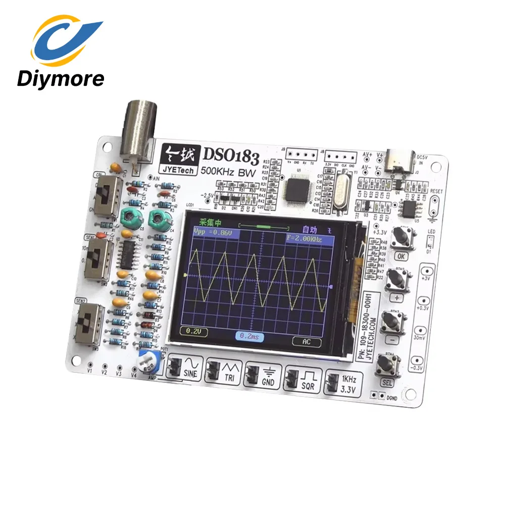 Electronics DIY DSO183 Digital Oscilloscope DC 5V Competition Teaching Beginners Training Measuring Instruments DIY Kit 0-500KHz