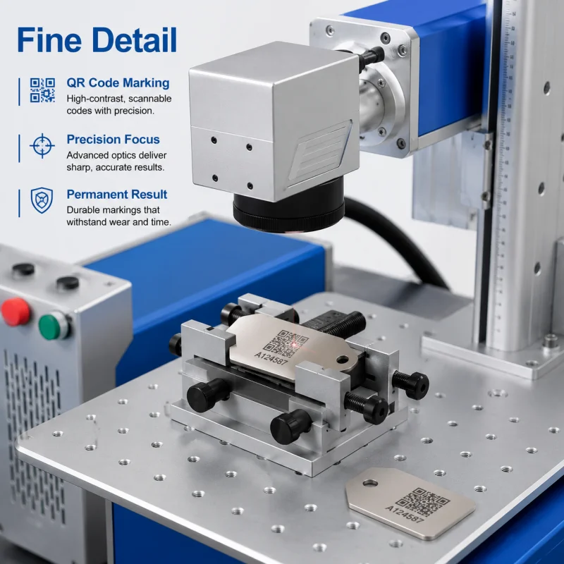 50W Fiber Laser Marking Machine For High Contrast Codes And QR Code Marking Low Maintenance Factory Direct Sale For B2B Buyers