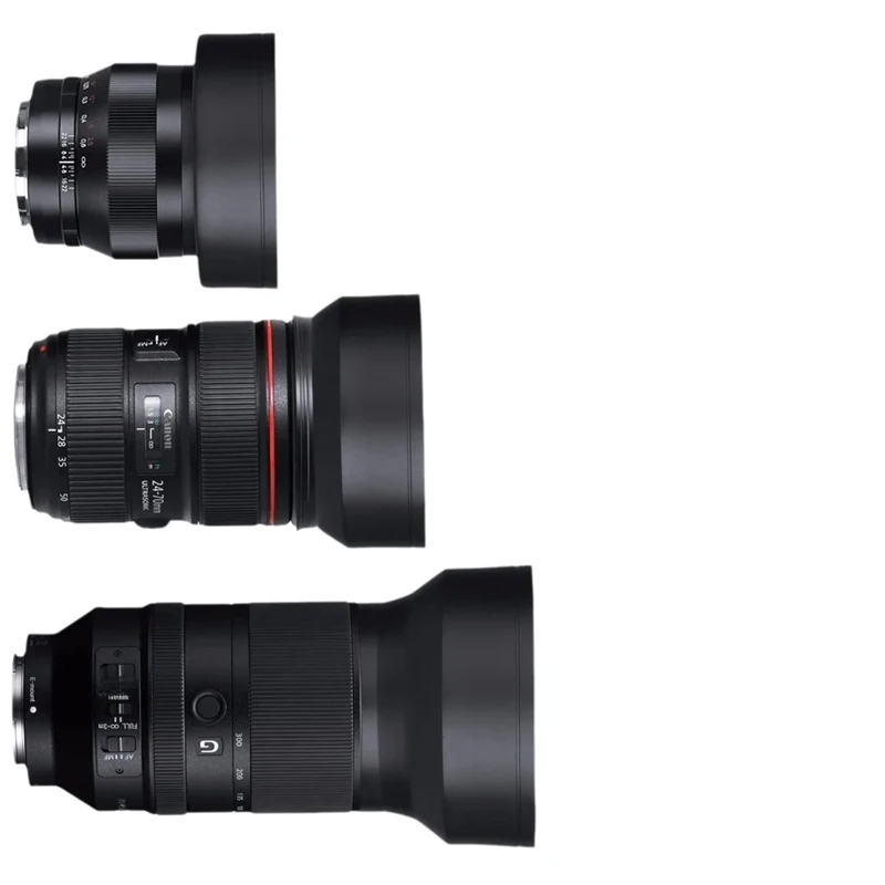 49 52 55 58 62 67 72 77 mm 3-in-1 zusammenklappbare Gummilinsenabdeckung + Objektivdeckel-Set für Canon Nikon DSIR Objektiv Kameraobjektiv