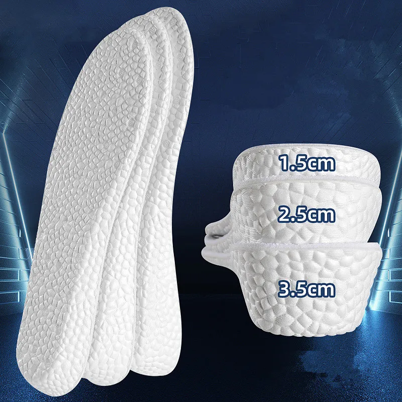 1Pair Unisex Height Increasing Shoe Insoles Sports Shock Absorption Sole Templates for 1.5cm/2.5cm/3.5cm Growth in Men's & Women