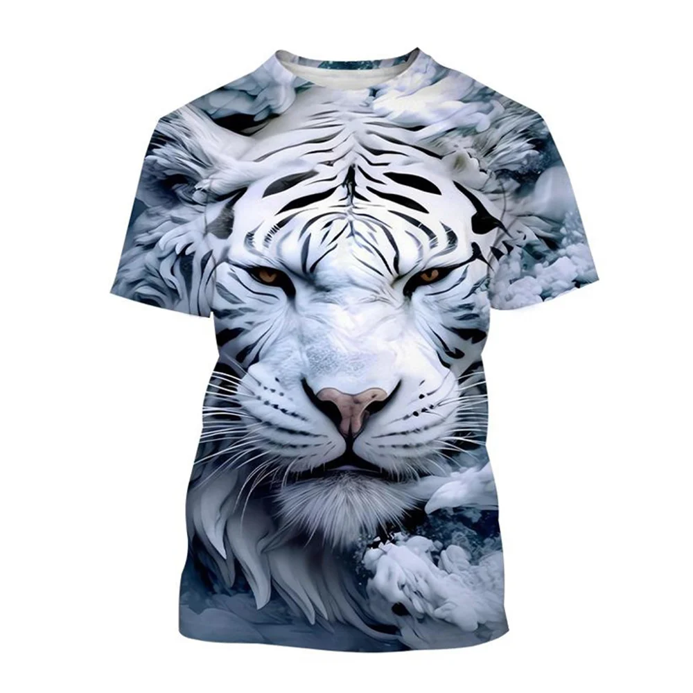 

2025 Boy T-Shirts Tiger 3d Print Fashion Short Sleeved Animal Tops Casual T-Shirts Boys' Clothing Children T-Shirts