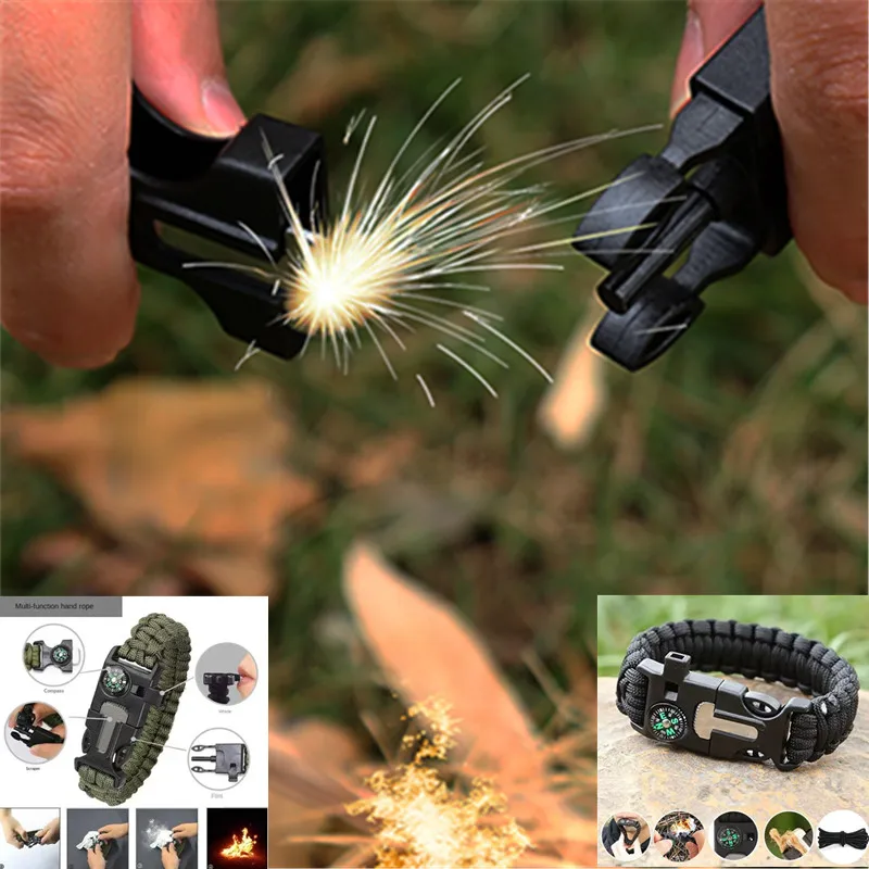 

Outdoor Multi-function Paracord Survival Bracelet Igniter Lighter Camping Adventure Emergency Rescue Survival Rope Bracelet