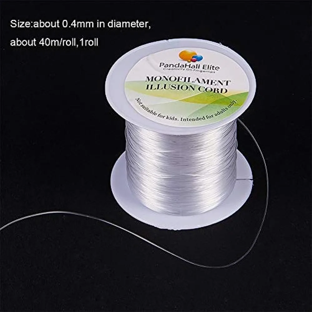 0.4mm Crystal Beading Cords Clear Fishing Line Invisible Nylon Thread Jewelry String Wire Cord String for Party Decor Seed Bead