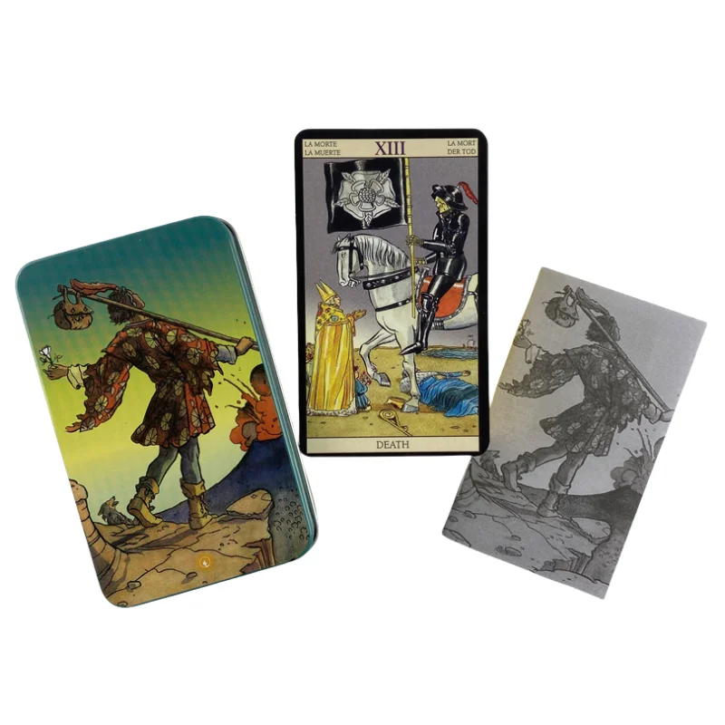 Metal Box Gilded Edition Back Rider Tarotkarten Deck mit Papierführer Englische Wahrsagerei Vision Klassische Brettspiele