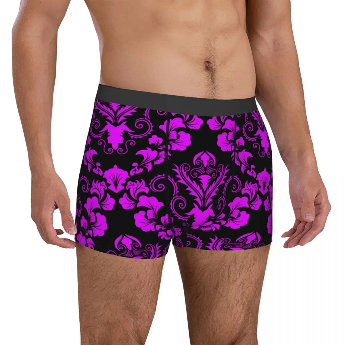 Sous-vêtements College damassés pour hommes, culottes surdimensionnées, caleçons surdimensionnés, slips doux, trunk, peintures trenky, violet, noir