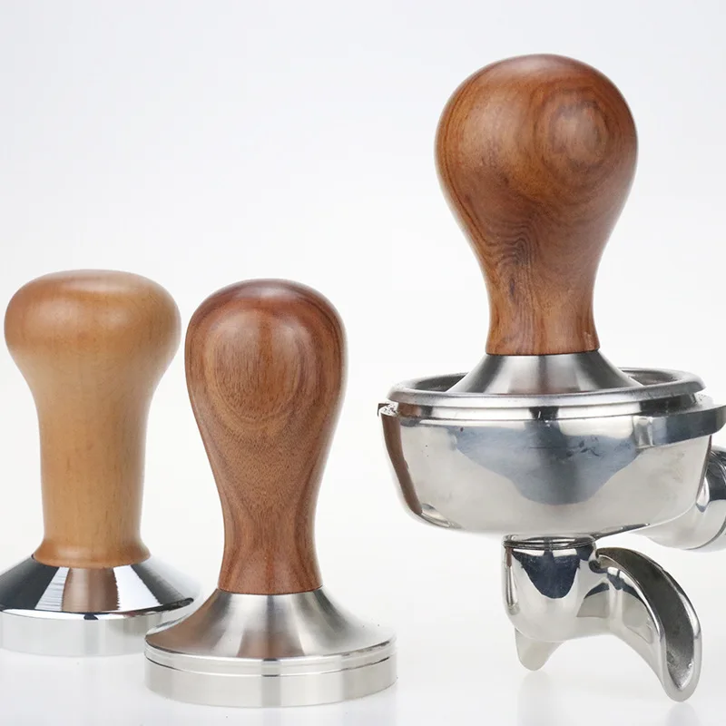 Tamper Espresso Profesional 58.5mm 51mm 57mm, Tamper Kopi Baja Tahan Karat Tugas Berat untuk Breville DeLonghi, Alat Penyegel Sempurna