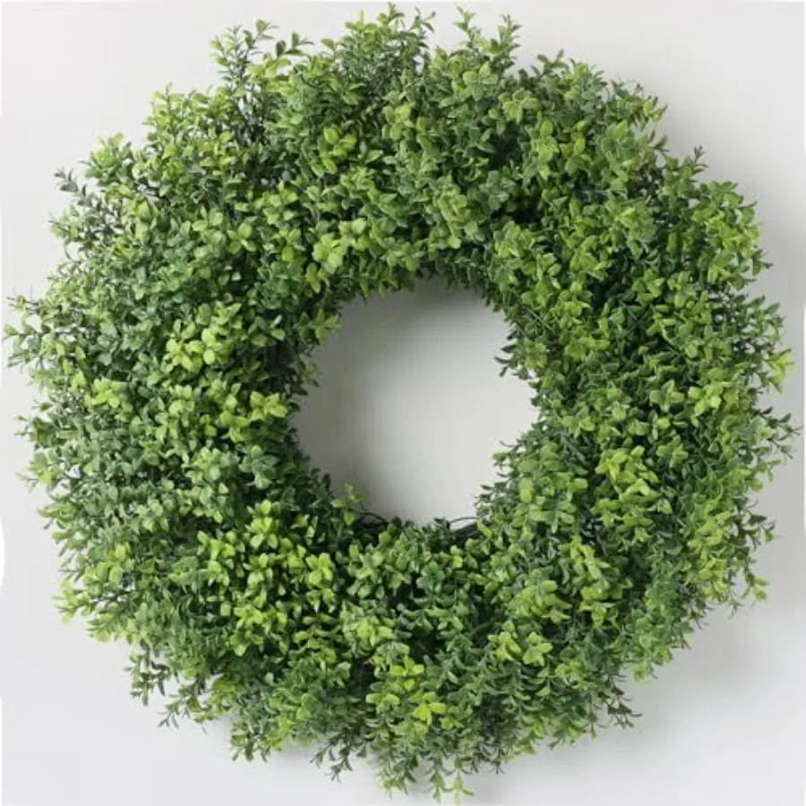 

Искусственный венок из самшита (26 шт.) для входной двери - Весенне-летний венок из искусственной зелени с мелкими листьями самшита для двери