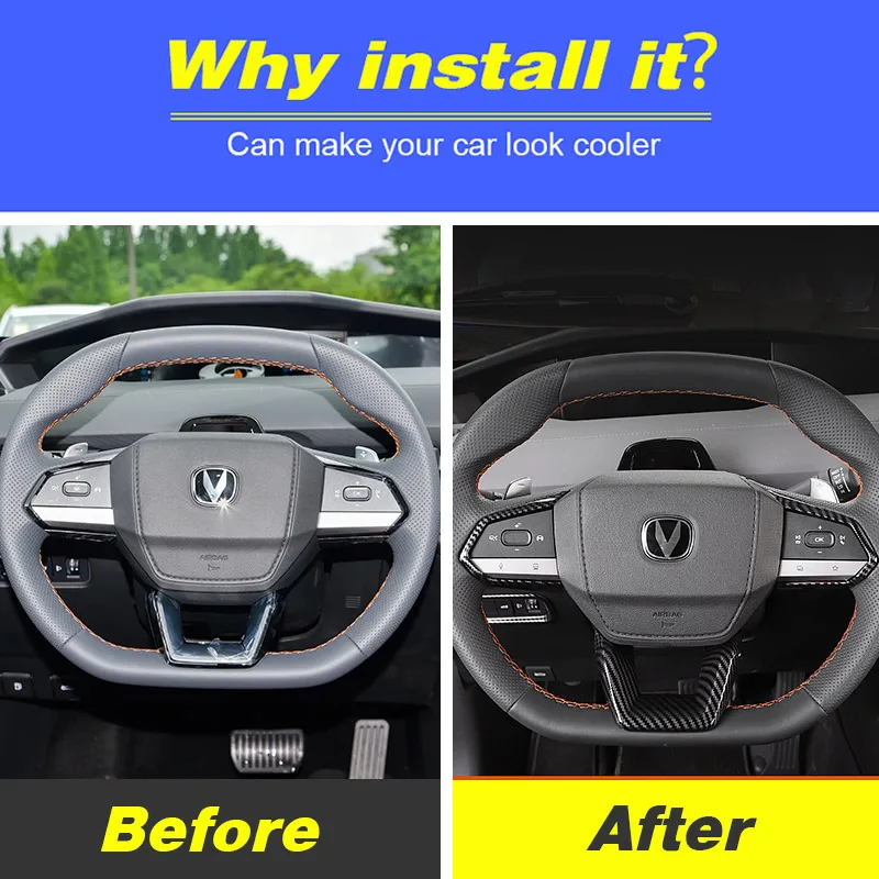 Vtear Car Steering Wheel Trim Cover Parts Interior Car-Styling Decoration Auto Products Accessories For Changan Uni-V 2023 2024