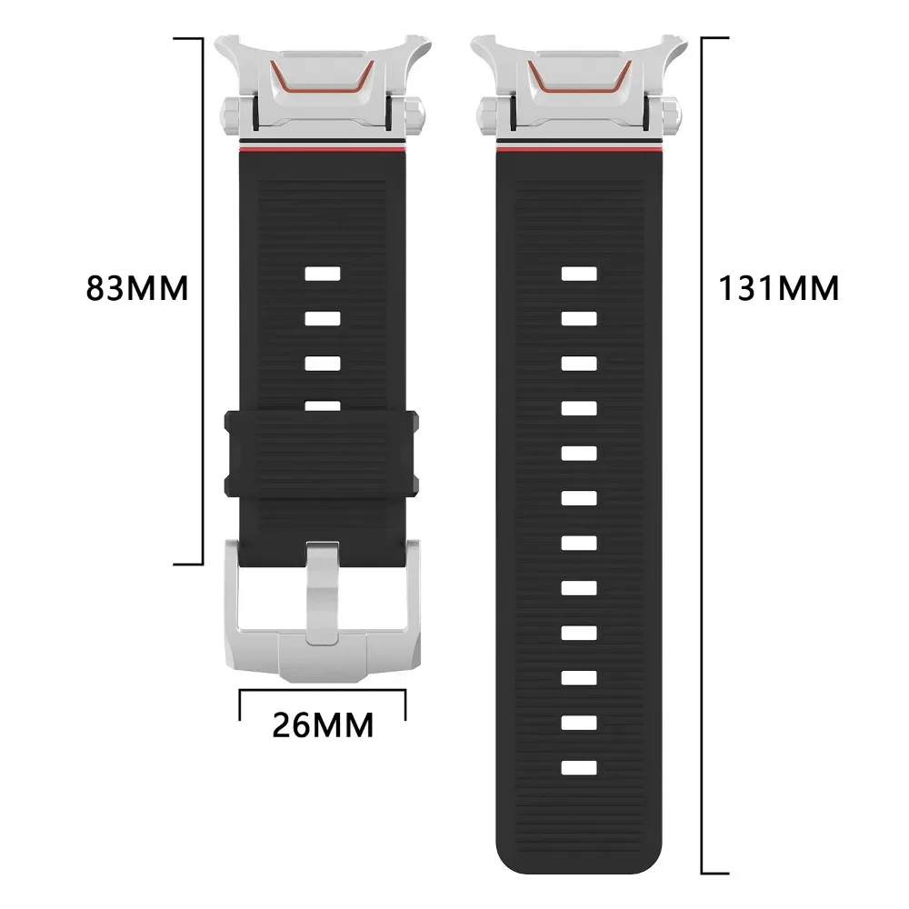 Pop For Samsung Galaxy Watch 7 Ultra Watch Explorer Mecha Metal Connector Plain Silicone Sport Band For Galaxy Watch 7 Ultra 47m