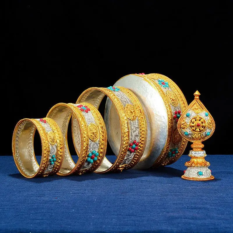 

Repair Pan Nepalese Handmade Silk Liu Liu Manda Pan Tibetan Eight Auspicious Man Tea Luo Full Set