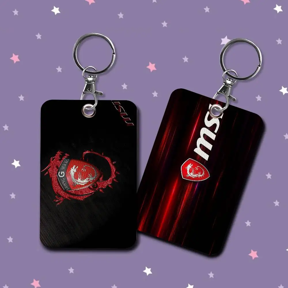 M-MSI D-Dragon Logo PU Soft Leather Rectangular Key Card Holder Induction Elevator Protection Cover Youth Faion Accory