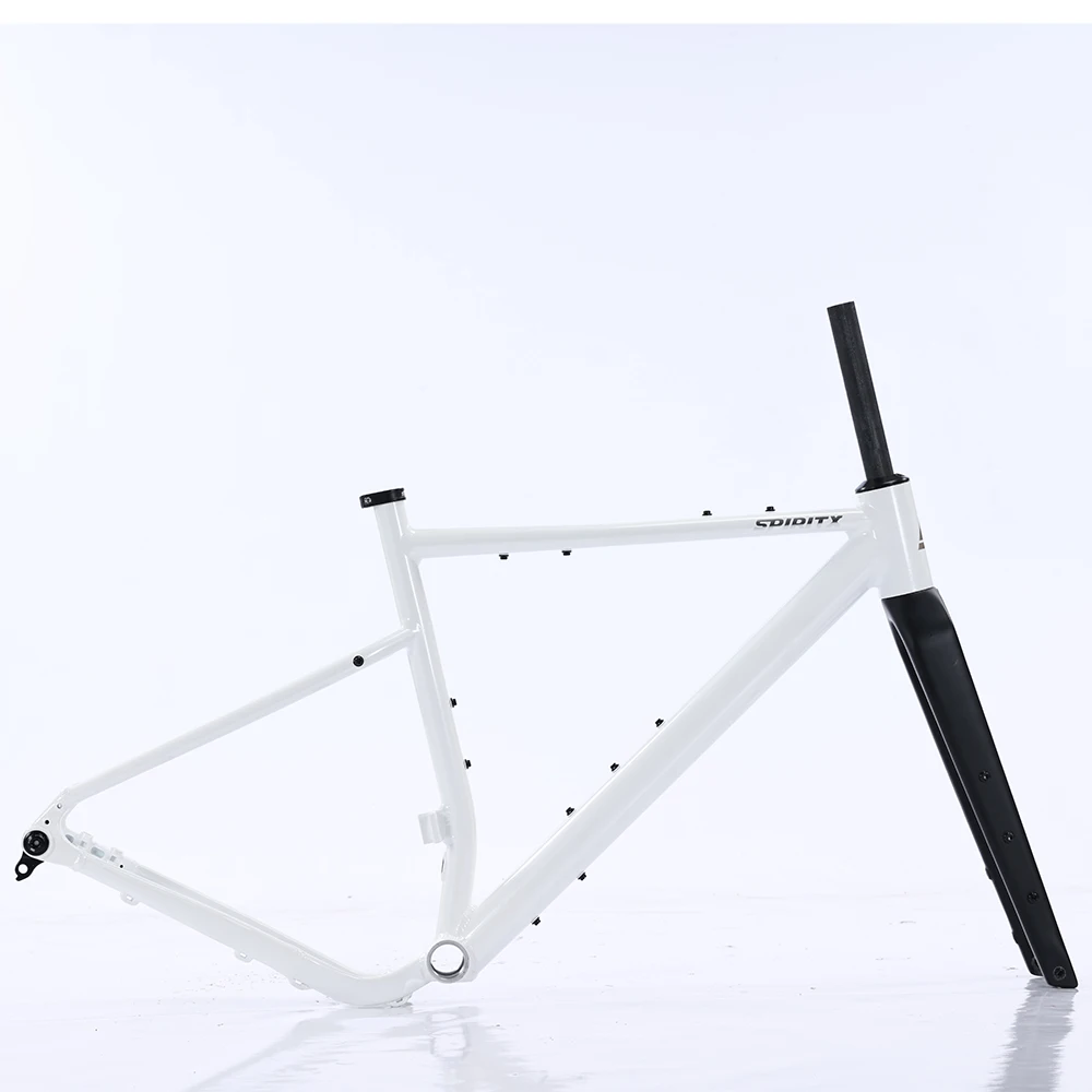 Aluminiumlegierung Gravelbike-Rahmen mit Carbon-Vordergabel, kompatibel mit Reifengröße 700x50C, UDH Steckachsen-Scheibenbremsen-Fahrradrahmenset