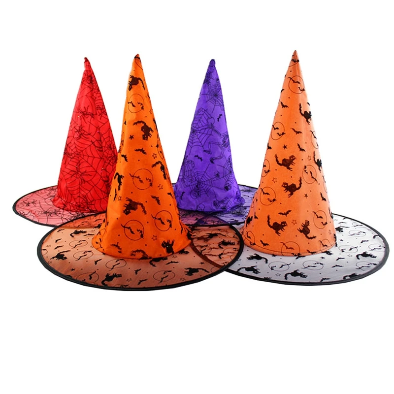 Adult Kids Children Halloween Witch Hats Masquerade Wizard Hat Cosplay Costume Halloween Party Fancy Dress Decor