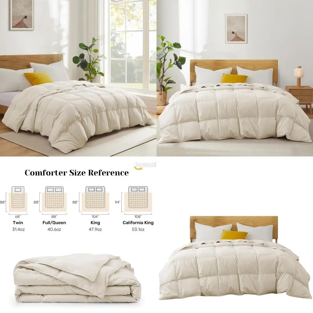 

King Size Goose Down Duvet - Ultra Soft, Breathable White Cover, Lightweight Comforter (104x88)