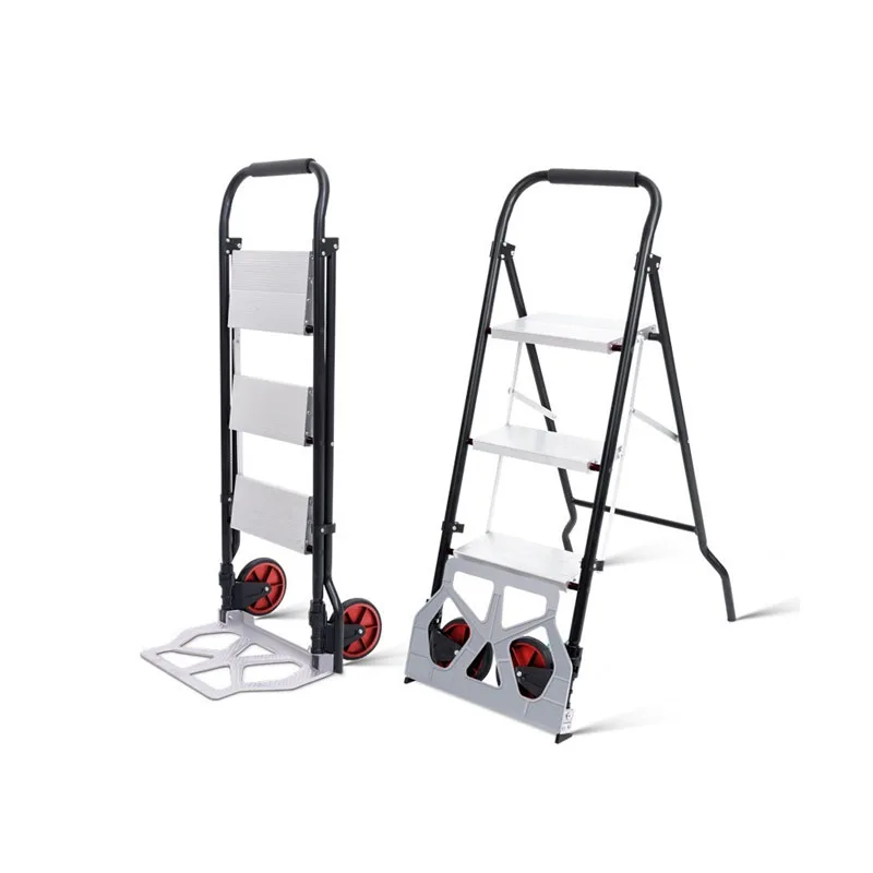 Multifunctional folding trolley, tiger cart, household small foldable ladder, herringbone ladder, aluminum alloy ladder