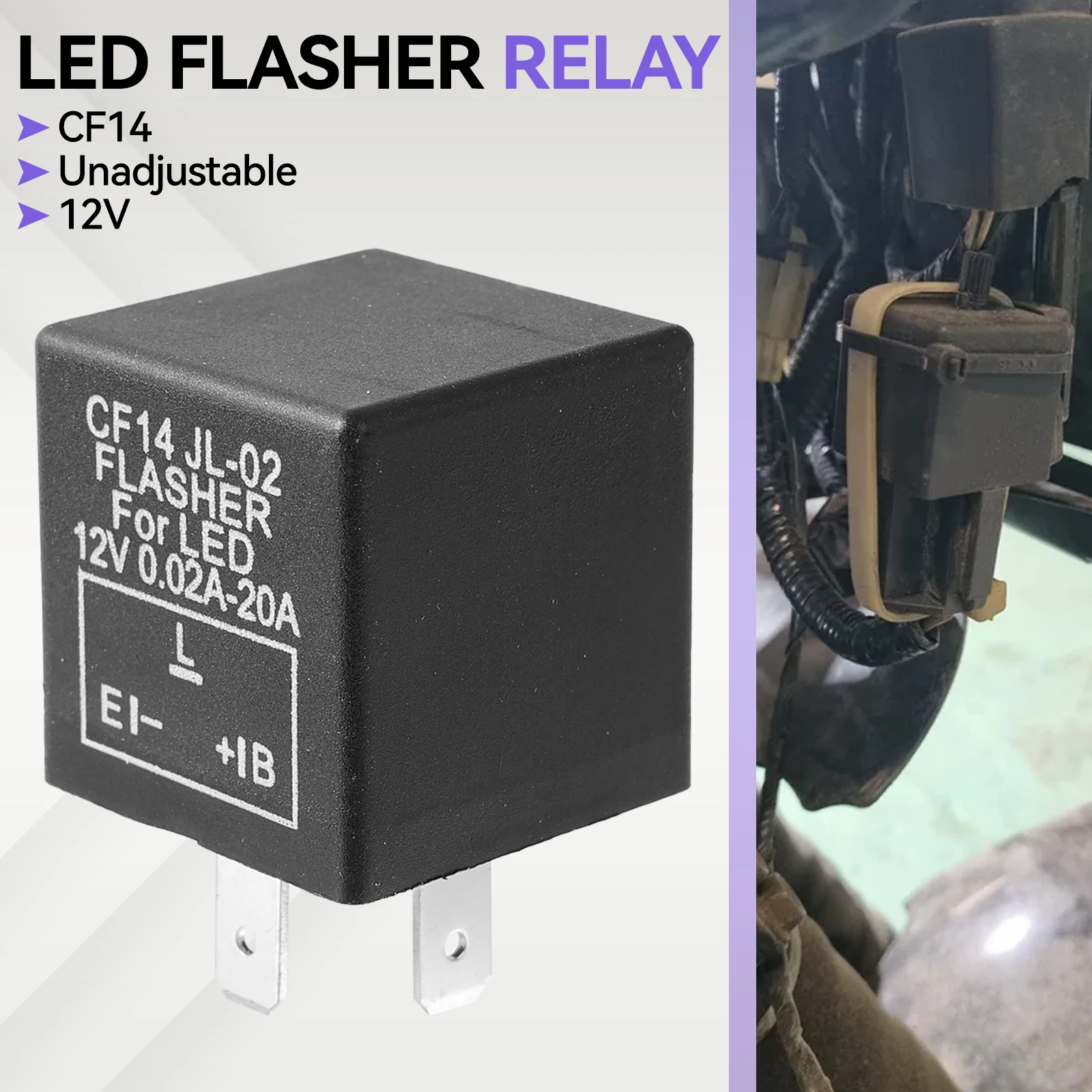 12V 3 Pin CF-14 CF14 JL-02 Electronic Car Flasher Relay to Fix LED Light Turn Signal Hyper Flash Blinking Light Auto 0.02A-20A