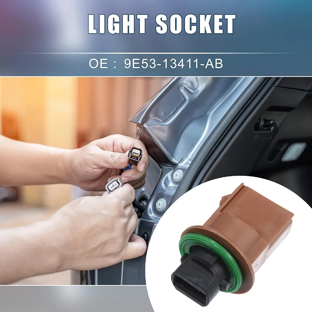 2Pcs Car Front Turn Signal Tail Parking Stop Light Blinker Socket Connector 9E53-13411-AA 9E5313411AB For 2015-2017 Ford Mustang