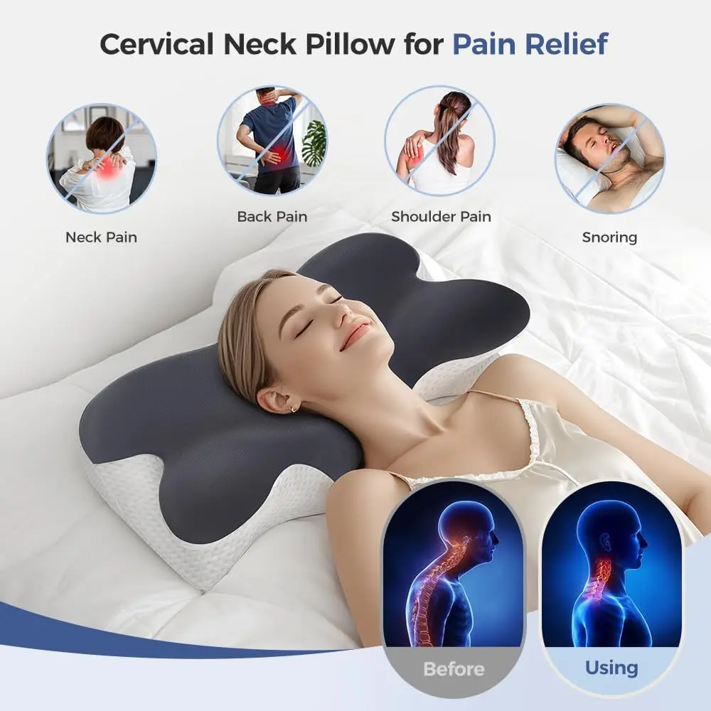 

Sleep Memory Pillow Butterfly Memory Foam Neck Pillows Contoured Sleep For Neck Pain Relief Stomach Support Comfortable Pillow