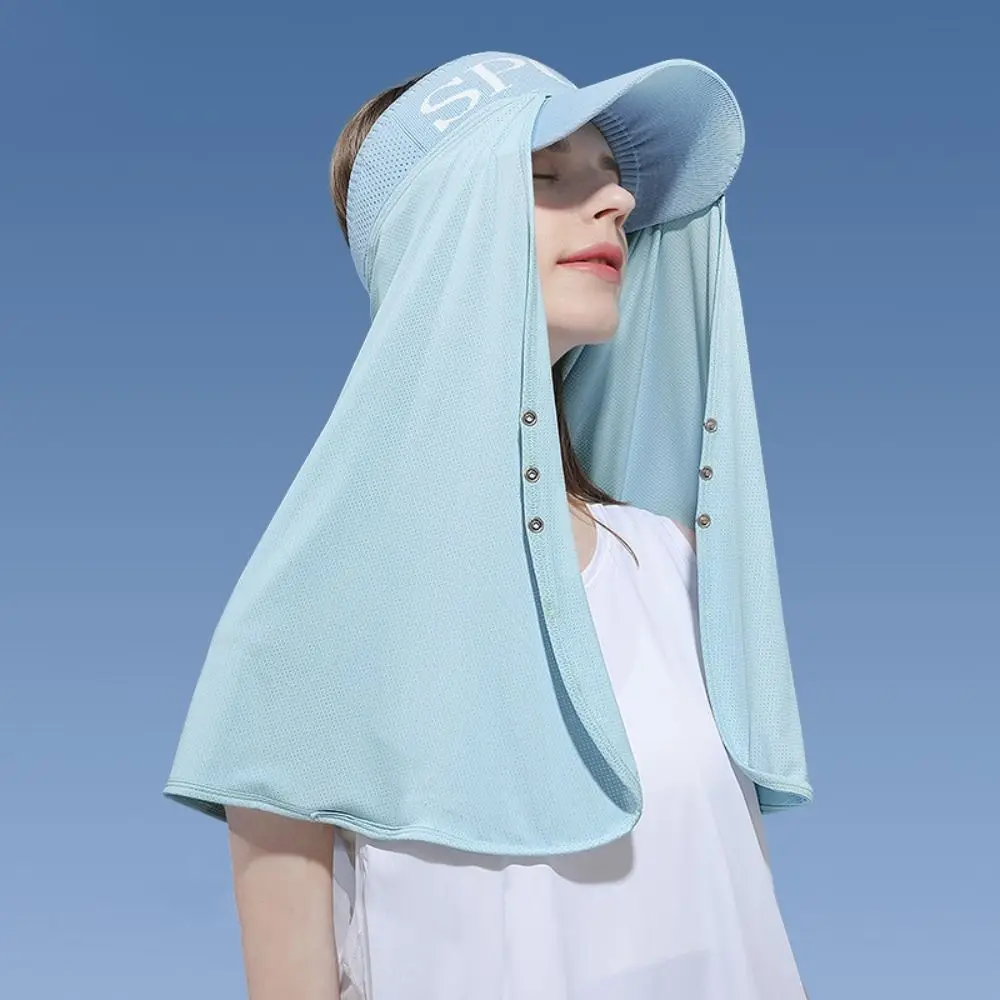 Thin Solid Color Ice Silk Sunscreen Mask Shawl Scarves Cycling Scarf Quick Drying Neck Protector Face Veil Gardening
