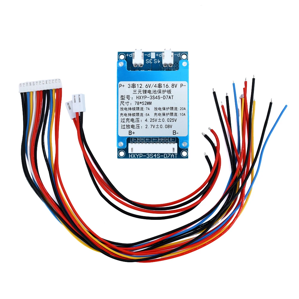 7S 12V/24V Li-ion Ternary Battery Protection Board Starter Power Charging Protection Board 5A Charging with Temperature Control