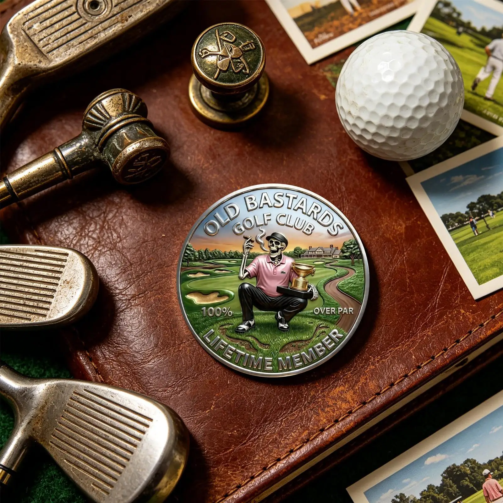 Commemorative Coin Humorous Keepsake Double-Sided Engraved Pattern Golf Themed Collector Coin For Fans Adults Children Elderly