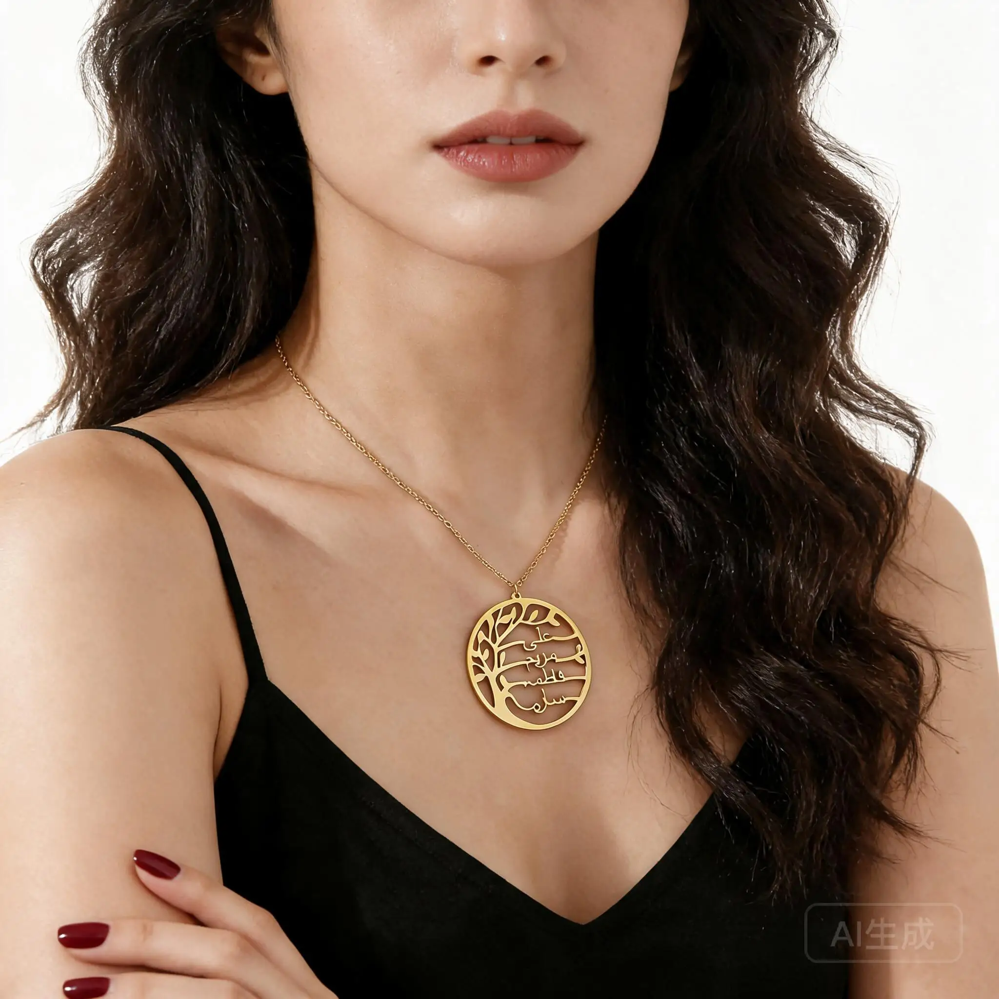 Luxury Personalized Multiple Names Tree Of Life Pendant Necklace Stainless Steel Gold Plated Family Tree Jewelry Gift For Women