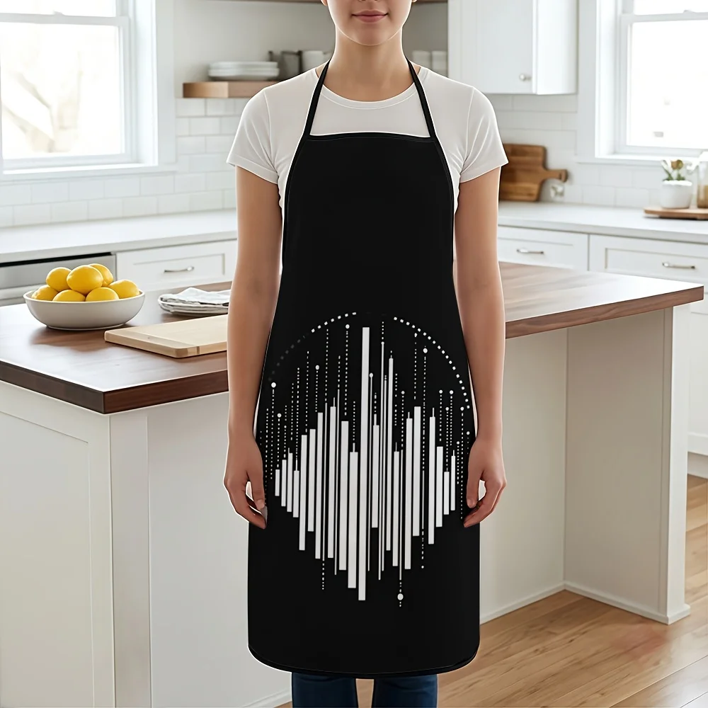 Black Graphic Pattern Apron for Kitchen Cooking Baking BBQ Apron Apron for Women Men Housewife Gift