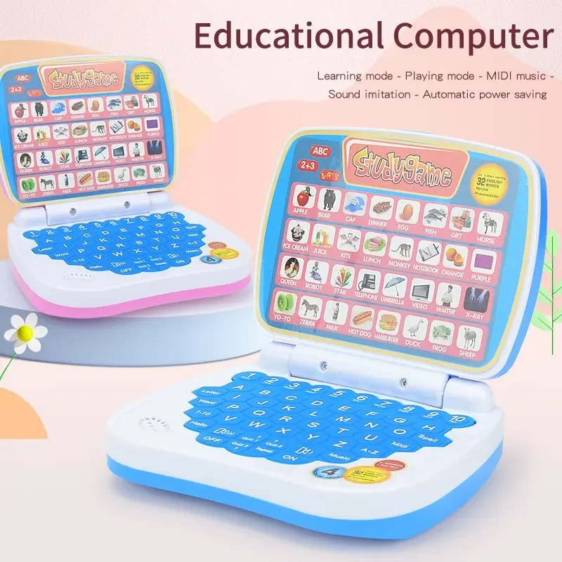 Engels Leren Kleine Laptop Speelgoed Voor Kinderen. Jongens En Meisjes Computer Voor Aphabet Abc. Numbers. Woorden. Spelling. Wiskunde. Muziek