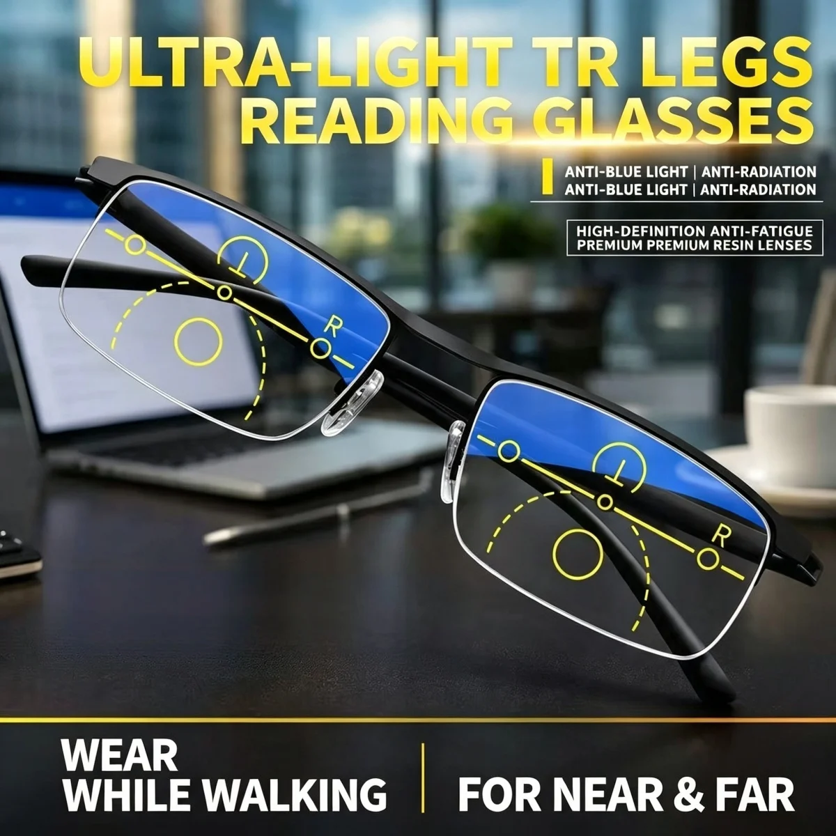 1pc European and American middle-aged and elderly anti blue light presbyopia glasses, anti fatigue, anti radiation presbyopia gl